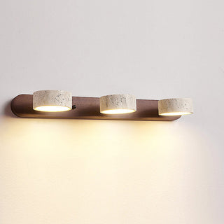 Rustic wood bathroom wall lamp angle — LED vanity sconce