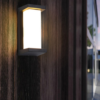Outdoor Wall Light – Black Metal & White Glass Lamp | Energy Saving LED