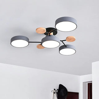 Contemporary iron LED ceiling fixture – acrylic semi-flush close-up