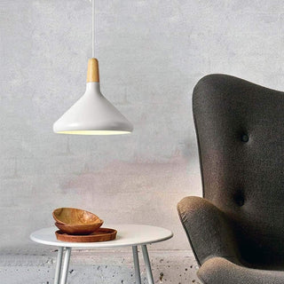 Colorful cone-shaped metal pendant for contemporary kitchen