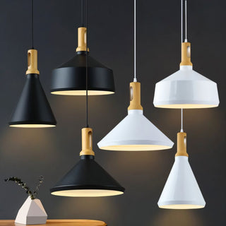 Aluminum geometric pendant side view — minimalist modern fixture