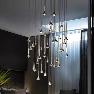 LED glass chandelier with raindrop design — luxury dining