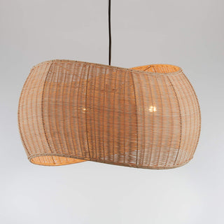 Rattan Pendant Lampshade – Natural Wicker Hanging Light With Adjustable Wire Length