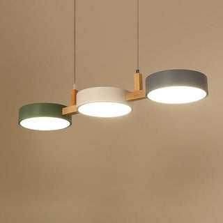 Modern three-head pendant with adjustable iron wood design