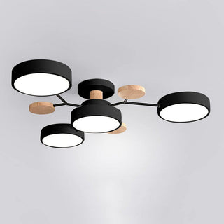 Iron LED ceiling semi flush chandelier acrylic close-up view