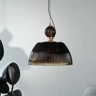 Stylish retro pendant with deep green glass shade
