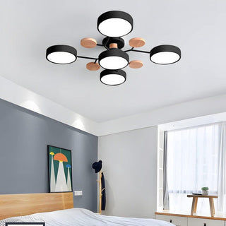 Multi-arm chandelier LED adjustable ceiling pendant close-up