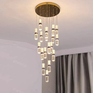 Crystal Staircase Chandelier – Long Luxury Lighting Fixture With Cascade Effect