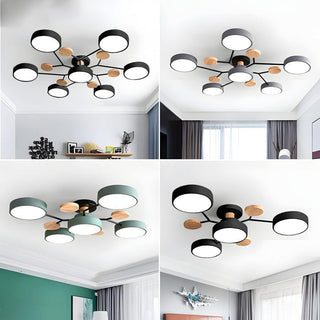 Adjustable multi-arm LED chandelier ceiling fixture view