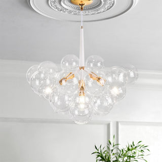 Large glass bubble chandelier warm ambient ceiling fixture