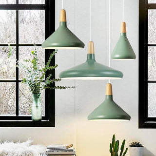Modern adjustable conical pendant in bold color