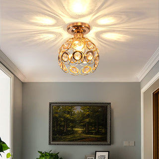 Crystal glass ceiling light gold elegant – hallway iron