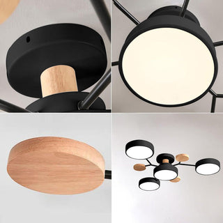 Iron LED semi flush chandelier acrylic ceiling fixture close-up