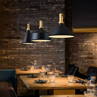 Aluminum pendant from below — minimalist geometric modern light