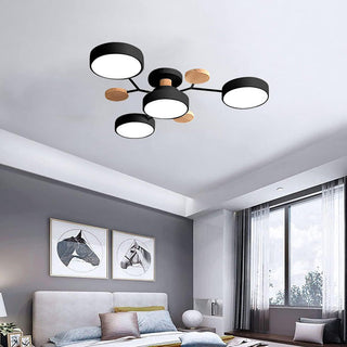 Iron LED ceiling semi flush acrylic chandelier detail view