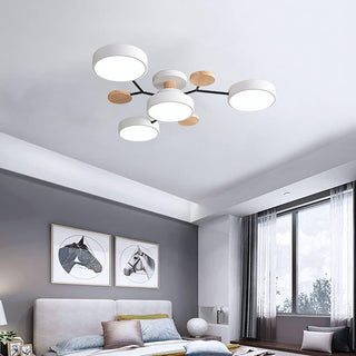 Iron LED chandelier acrylic semi flush ceiling interior view
