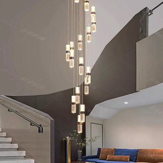 Crystal Staircase Chandelier – Long Luxury Lighting Fixture With Cascade Effect
