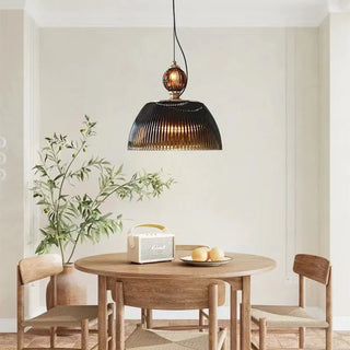 Green pendant light with retro glass design