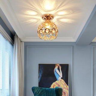 Gold crystal ceiling light elegant hallway – glass iron