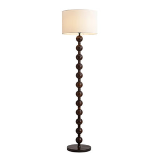 Wooden barbell lamp setting — medieval fabric shade wide