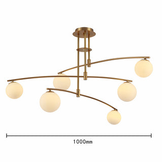 Contemporary Nordic glass ball chandelier white iron frame