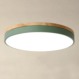 Plafonnier En Bois – Plafonnier Rond LED avec Trois Couleurs Changeantes