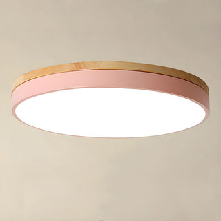 Plafonnier En Bois – Plafonnier Rond LED avec Trois Couleurs Changeantes