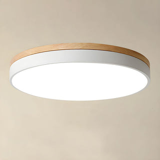 Plafonnier En Bois – Plafonnier Rond LED avec Trois Couleurs Changeantes