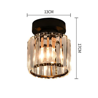 Black Hallway Ceiling Light - Modern 1-Light Semi-Flush Mount Fixture with Crystal Shade