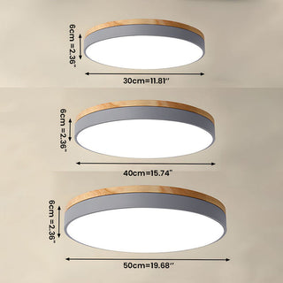 Plafonnier En Bois – Plafonnier Rond LED avec Trois Couleurs Changeantes
