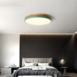 Wood flush mount ceiling light – round LED with warm neutral glow