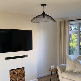 Black metal pendant detail — modern kitchen island fixture