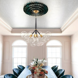 Warm ambient glass bubble chandelier large pendant ceiling