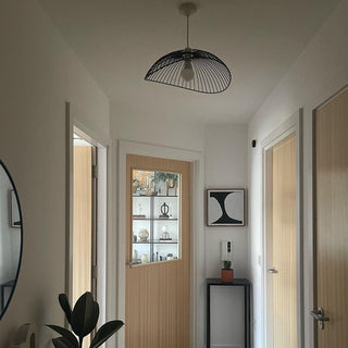 Modern black metal pendant in kitchen — island ceiling lamp