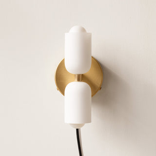 Modern LED adjustable double head wall lamp in bedroom — sconce