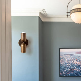 Copper elegant two head wall lamp ambient — modern sconce