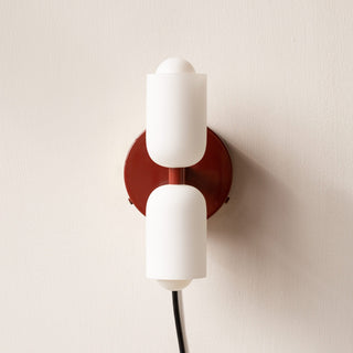 Double head plug-in wall lamp glass angle — adjustable sconce