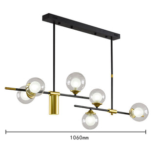Modern gold sputnik chandelier illuminated — LED warm dining light