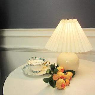 Vintage Scandinavian lamp top view — ceramic rattan LED