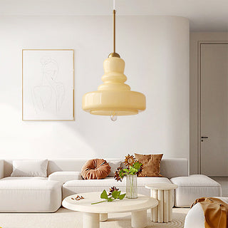 Gourd pendant from below — milk glass modern E27 ceiling light