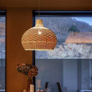 Rattan handwoven pendant styled — adjustable hanging ceiling lamp