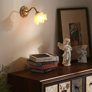 Retro vintage copper flower glass wall sconce — living room