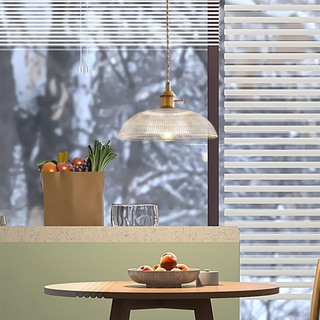 Classic pendant lamp with ribbed glass shade design