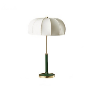 Metal fabric bedside lamp wide — modern E27 warm