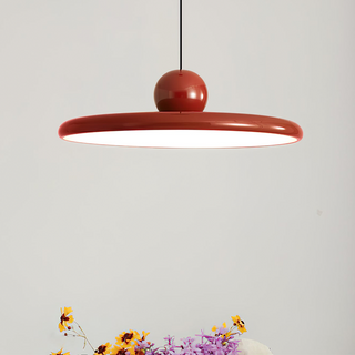 Nordic pendant lamp with warm-toned metal shade