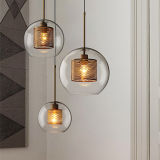 Modern glass pendant with adjustable length and gold finish