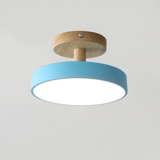 Colorful ceiling lamp, round flush mount wood iron design