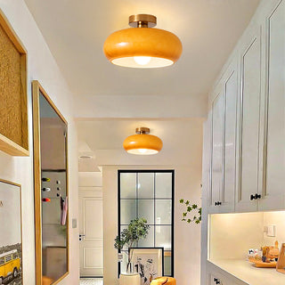 Vintage Glass Ceiling Light – Round Amber Pendant with Adjustable Hanging