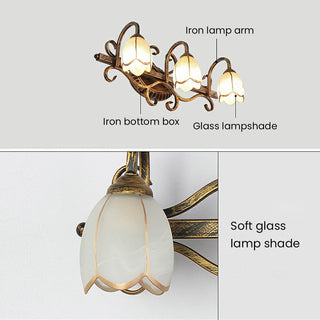 Vintage flower gold bathroom vanity wall lamp ambient — sconce