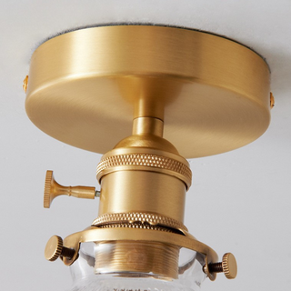 Glass vintage ceiling light close-up, crystal clear fixture